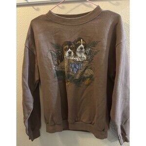 VTG Womens Beagle Crewneck Sweatshirt Puppy Dog Brown Cottagecore Grandmacore